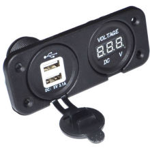 Auto Zigarettenanzünder Splitter Ladegerät Netzteil Steckdose Dual USB 12V Auto Digital Voltmeter